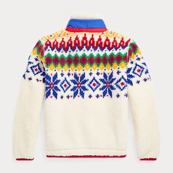 POLO RALPH LAUREN Girls Fair Isle Full-Zip Teddy Fleece Jacket Hard to Find! - Picture 4 of 10